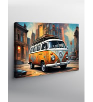 Kanvas Tablo Retro Turuncu Minibüs
