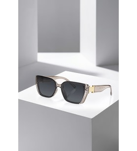Polo Air UV400 Korumalı Çiçek Desenli Çerçeve Zarif Gold Detaylı Sap Kadın Güneş Gözlüğü Şeffaf Füme Renk PLG-2131C3