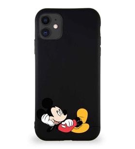 Apple iPhone 11 Soft Premier Kapak Mickey Mouse-F Tasarımlı Silikon Kılıf - Siyah (Şeffaf)
