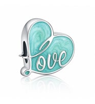 Nur Silver Yeşil Kalp Gümüş Charm NUR-BL01255