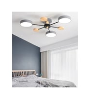 Modern Ahşap Detaylı Led Avize Gri 3'lü