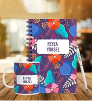 Kişiye Özel Ahşap Defter Kalem Kupa Hediye Seti