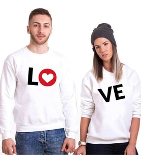 Tshirthane Lo Ve Kalp Sevgili Kombinleri Sweatshirt Kombini (Tek Ürün Fiyatıdır.)
