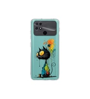 POCO C40 ile Uyumlu Splash Kedi Tasarımlı Şeffaf Silikon Kılıf