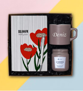 Kişiye Özel  Nescafe Fincanı, Tükenmez Kalem- Cam Mum, Defter