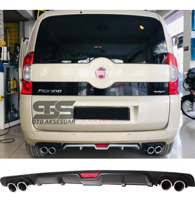 Fiat Fiorino Difüzör Arka Tampon Eki 4 Egzoz Çıkışlı Siyah