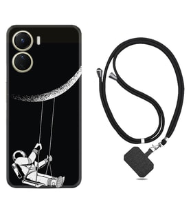 Vivo Y16 Kılıf Resimli Boyun Askılı İpli Desenli Silikon Series Astronot 519