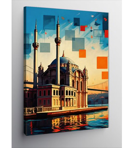 Kanvas Tablo Ortaköy Cami Ve Soyut Renkler