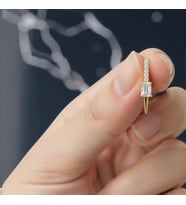 Kadın Baget Taşlı Hançer Model Çelik Küpe  14K Altın Kaplama Modern Mızrak Ucu Sallantılı Tasarım