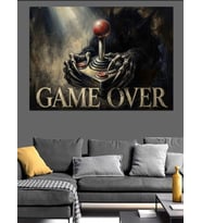 Game Over Klasik Atari Konsolu Dekoratif Kanvas - Mdf Ahşap Tablo