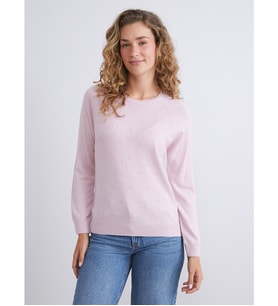 LCWAIKIKI Classic Pembe Bisiklet Yaka Çiçekli Kadın Triko Kazak