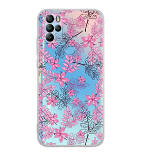 PrintiFy General Mobile GM 21 Pro Uyumlu Kamera Korumalı Floral Pembe Tasarımlı Şeffaf  Kılıf