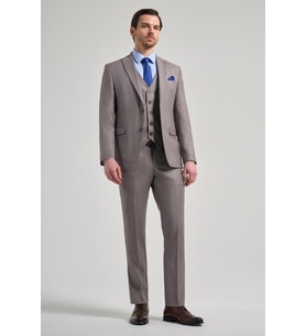 Koyu Vizon Kendinden Desenli 2 Düğme Classic Esnek Slim Fit Takım Elbise 1001250157