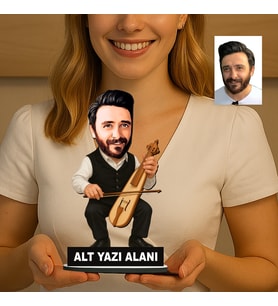 Kişiye Özel Müzisyen Karikatürlü 18 cm MDF Masaüstü Biblo - Müzisyen Hediyesi Yeni İş ve Meslek Hediyesi