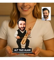 Kişiye Özel Müzisyen Karikatürlü 18 cm MDF Masaüstü Biblo - Müzisyen Hediyesi Yeni İş ve Meslek Hediyesi