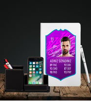 Tasarım Fut Kart Defter Kalem & Deri Kaplama Kalemlik Hediye Seti