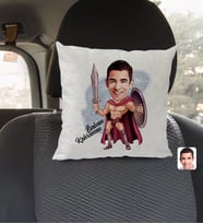 BK Gift Kişiye Özel Kahraman Babam Karikatürlü Kare Araç Koltuk Yastığı-1