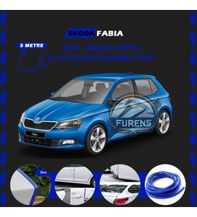 Skoda Fabia Oto Araç Kapı Koruma Fitili 5metre Parlak Mavi Renk