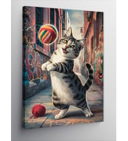 Kanvas Tablo voleybol oynayan kedi