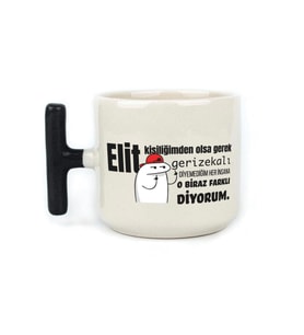 Elit Kişiliğimden Olsa Gerek Baskılı Siyah Kulplu T Kupa