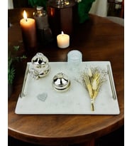 Gentle Damat Kahve Fincan Tepsisi (Beyaz)