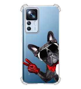 PrintiFy Xiaomi Mi 12T Uyumlu Köpek 2 Baskılı Şeffaf Köşe Korumalı Antişok Kılıf