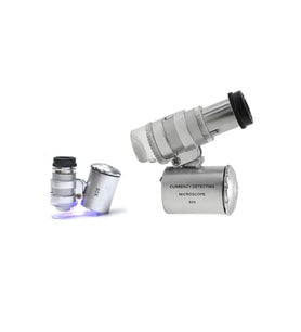 60x Mini Cep Mikroskopu Uv Ledli Cam Büyüteç Çantalı