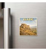Elazığ Şehri - Pop-Art Travel - 9x9 cm Buzdolap Magneti