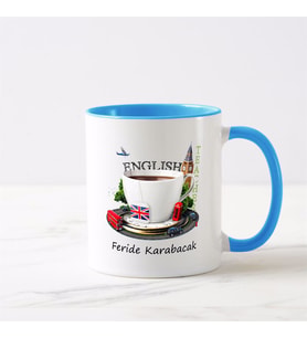 İngilizce Öğretmeni Mavi Kupa Bardak (3. Tasarım)