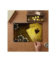 Poker Oyunu Dört As Casino Tasarımı 240 parça Ahşap Puzzle Ahşap Kutuda MP00422