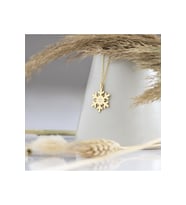 Kar Tanesi Gümüş Kolye - Beyaz Taşlı - Renk Rose (Gold)