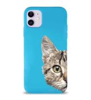 Apple iPhone 11 Uyumlu Lansman Kılıf Catface Tasarımlı İçi Kadife Kapak-mavi (Şeffaf)