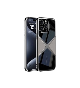 Apple iPhone 15 Pro Max Uyumlu Kılıf Ultra İnce Kamera Korumalı PC + Deri Arka Yüzey Zore X-Pro Kapak (Gri-Gri)