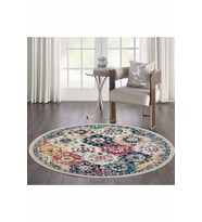Rovigo Home Dijital Baskı Yıkanabilir Kaymaz Taban Yuvarlak Halı RVG7046 100x100 cm (Mor)