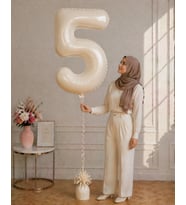 5 Rakamlı Krem 76 cm Helyum Balon
