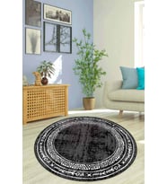Siyah Çerçeveli Kaymaz Tabanlı Yıkanır Yuvarlak Halı AR1335 - 100 x 100 cm