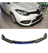 Renault Fluence Mavi Renkli Şeritli Dilli Ön Lip 4 Prç Parlak Siyah ABS 2009 - 2016