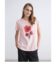LCWAIKIKI Classic Pembe Çiçekli %100 Pamuklu Kadın Tişört