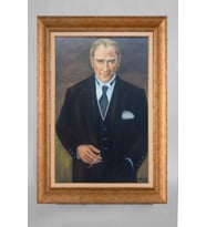 Çerçeveli Paspartulu Atatürk Tablo a483 (Gold)