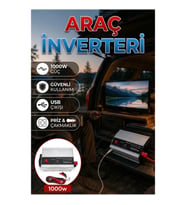 1000W Taşınabilir Araç İnverteri – Aküden Elektrik Dönüştürücü USB ve Priz Çıkışlı