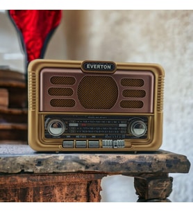 Nostaljik Görünümlü USB SD AUX Bluetooth Destekli Şarjlı Radyo RT-671