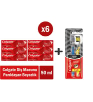 Colgate Optic White Parıldayan Beyazlık 50 ml x 6 Adet + Zig Zag Charcoal 1+1 Orta Sert Diş Fırçası