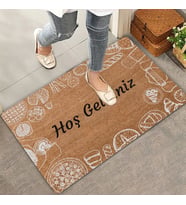 Valerine Life Pasta ve Turta Figürlü Hoş Geldiniz Kapı Önü Paspası 45x70cm (Kahverengi)