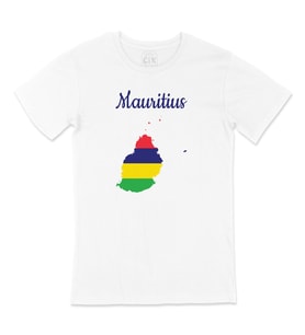 Mauritius Haritalı ve Bayraklı Tişört