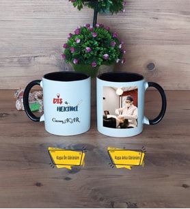 Diş Hekimi Kupa Bardak Siyah Fotoğraflı Diş Hekimine Diş Hekimleri Günü Hediyesi