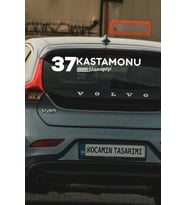 37 Kastamonu İhsangazi Plaka Kodlu Beyaz Araç Sticker İhsangazi İlçe Yazılı Kastamonu Özel Tasarım 40x8 cm Şehir ve İlçe Temalı Kaliteli Sticker