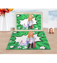BK Gift Kişiye Özel Kadın Eczacı Karikatürlü 1000 Parça Profesyonel Puzzle-3