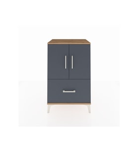 Hyperion Komodin 2 Raflı Tek Çekmeceli 2 Kapaklı 60x44x96 Çam-Antrasit