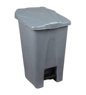 Geniş Kapasiteli Tekerlekli Plastik Köşeli Çöp Kovası 70 Lt Gri