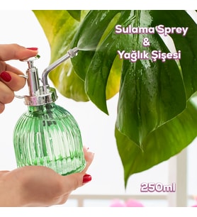 Perotti 15731 Yeşil Vintage Cam Çiçek Sulama Şişesi Sprey Şişe